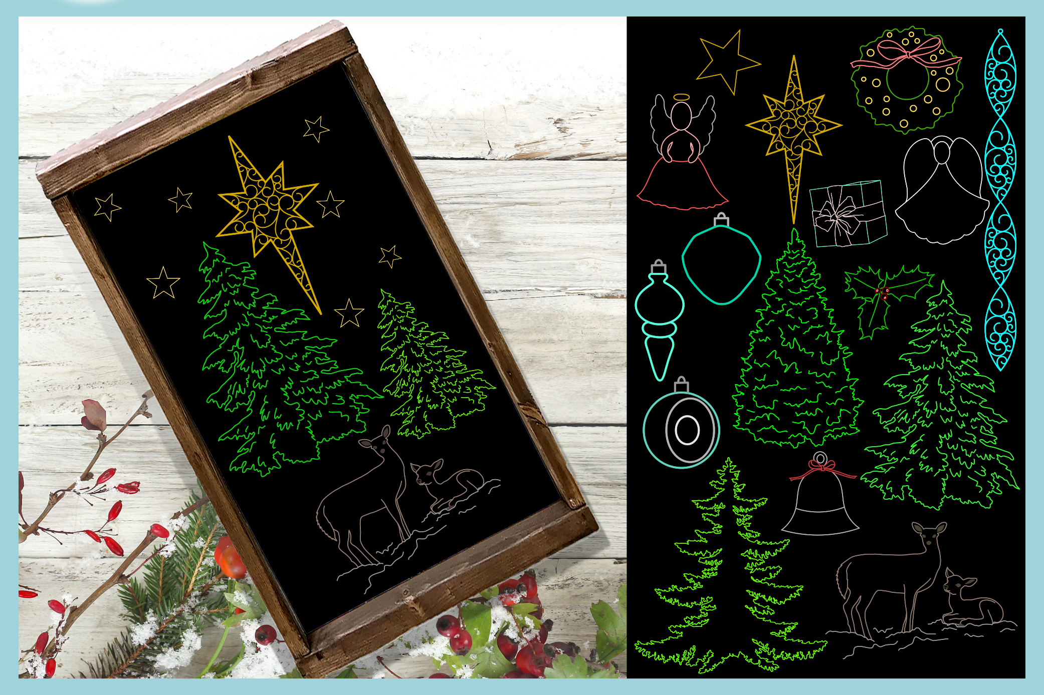 Download Foil Quill Single Line Christmas Elements SVG