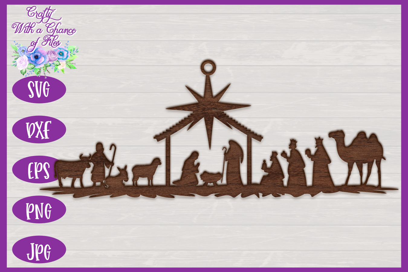 Nativity SVG | Christmas SVG | Laser Cut Ornament SVG (162351) | Laser