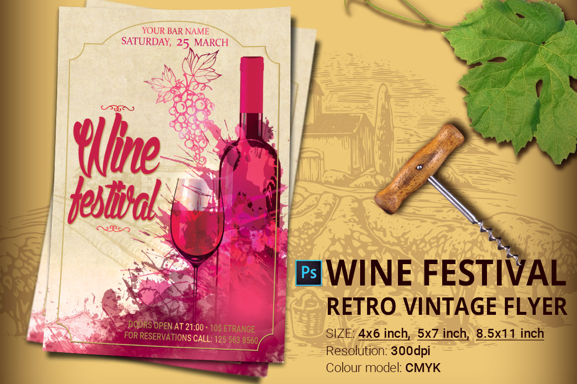 Wine Festival Flyer And Poster (73545) Flyers Design Bundles