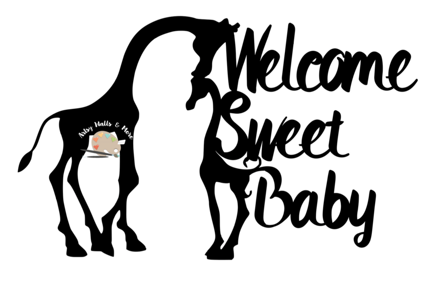 Giraffe baby shower cake topper svg Welcome sweet baby svg cut file