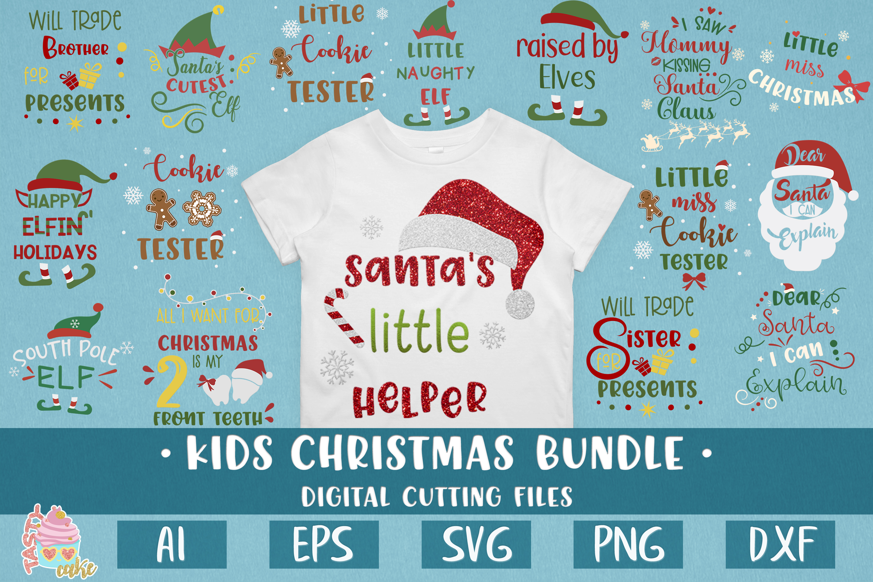 Kids Christmas Bundle SVG - Christmas Shirt Design Cut File