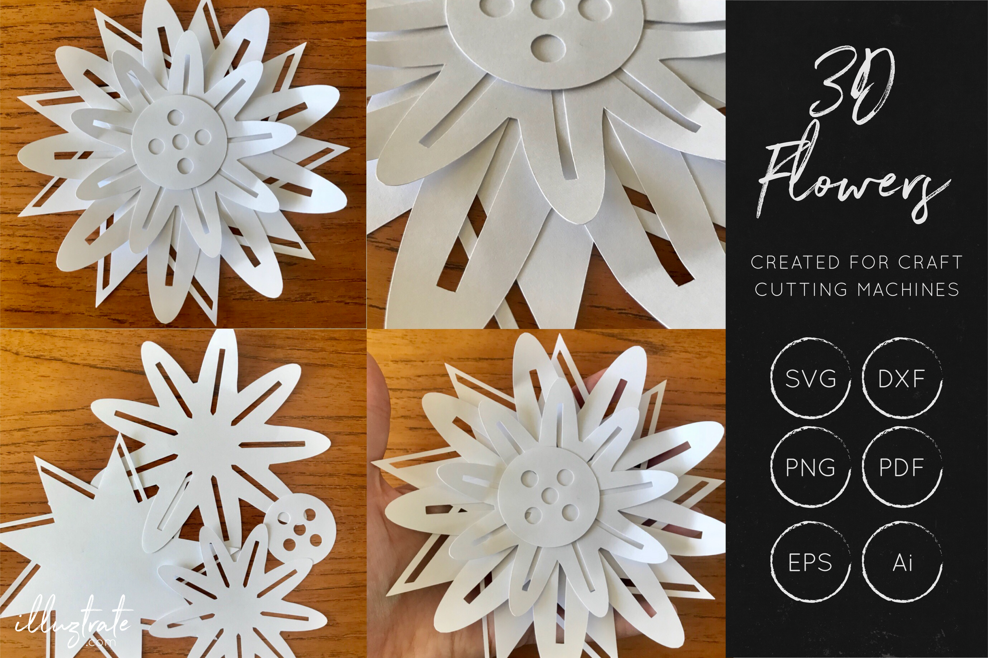 Download 3D Flower SVG Cut Files - Flower SVG - Layered Flower DXF