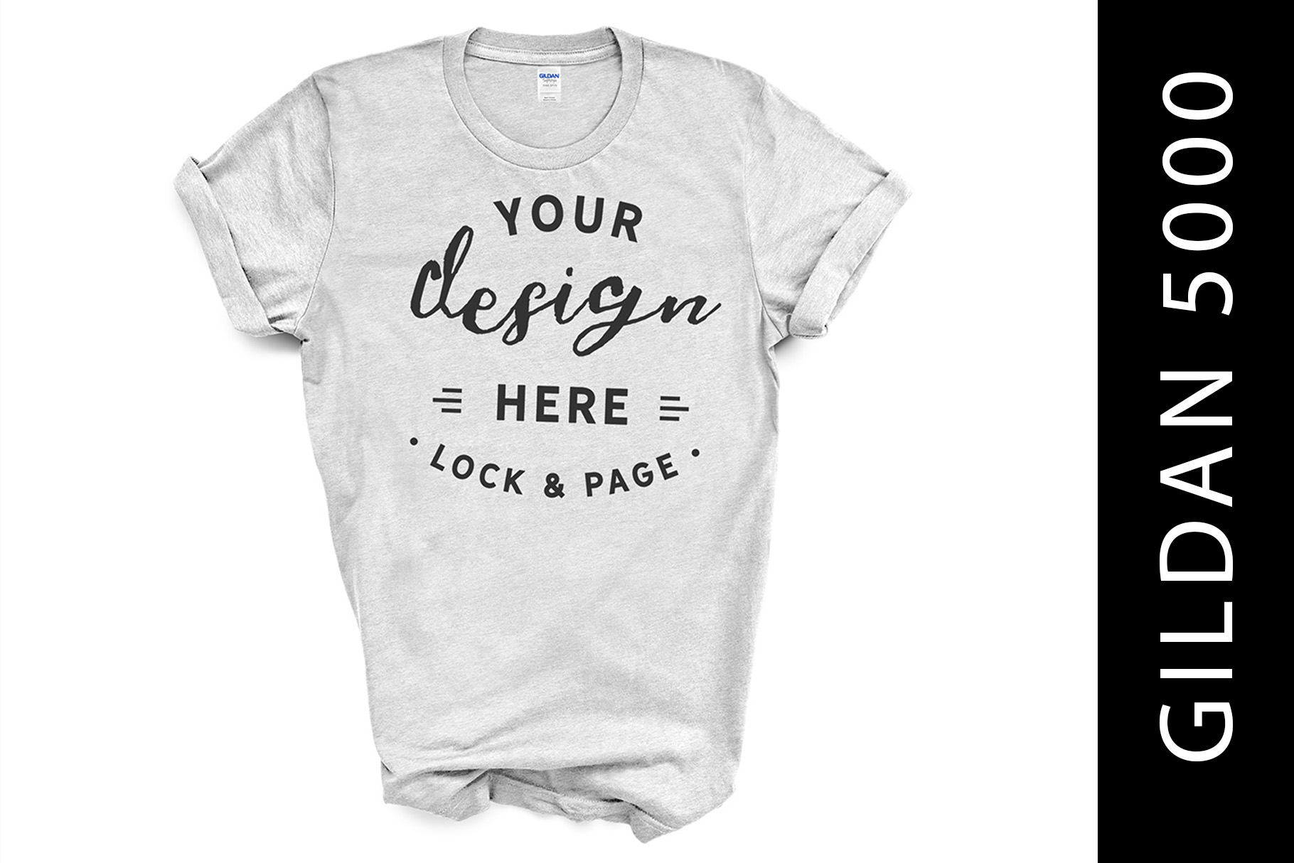 Ash Grey Gildan 5000 T-Shirt Mockup On White Background (235254) | Mock Ups | Design Bundles
