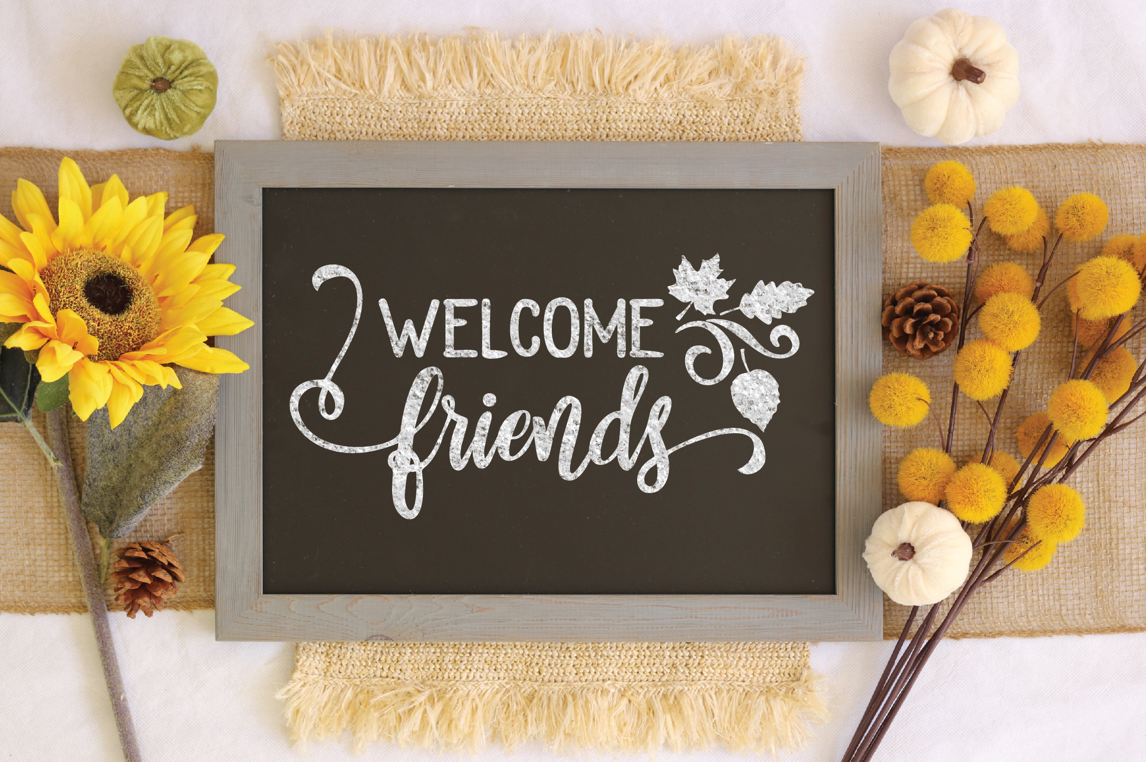 Download Welcome Friends SVG Cut File - Fall Farmhouse SVG PNG DXF
