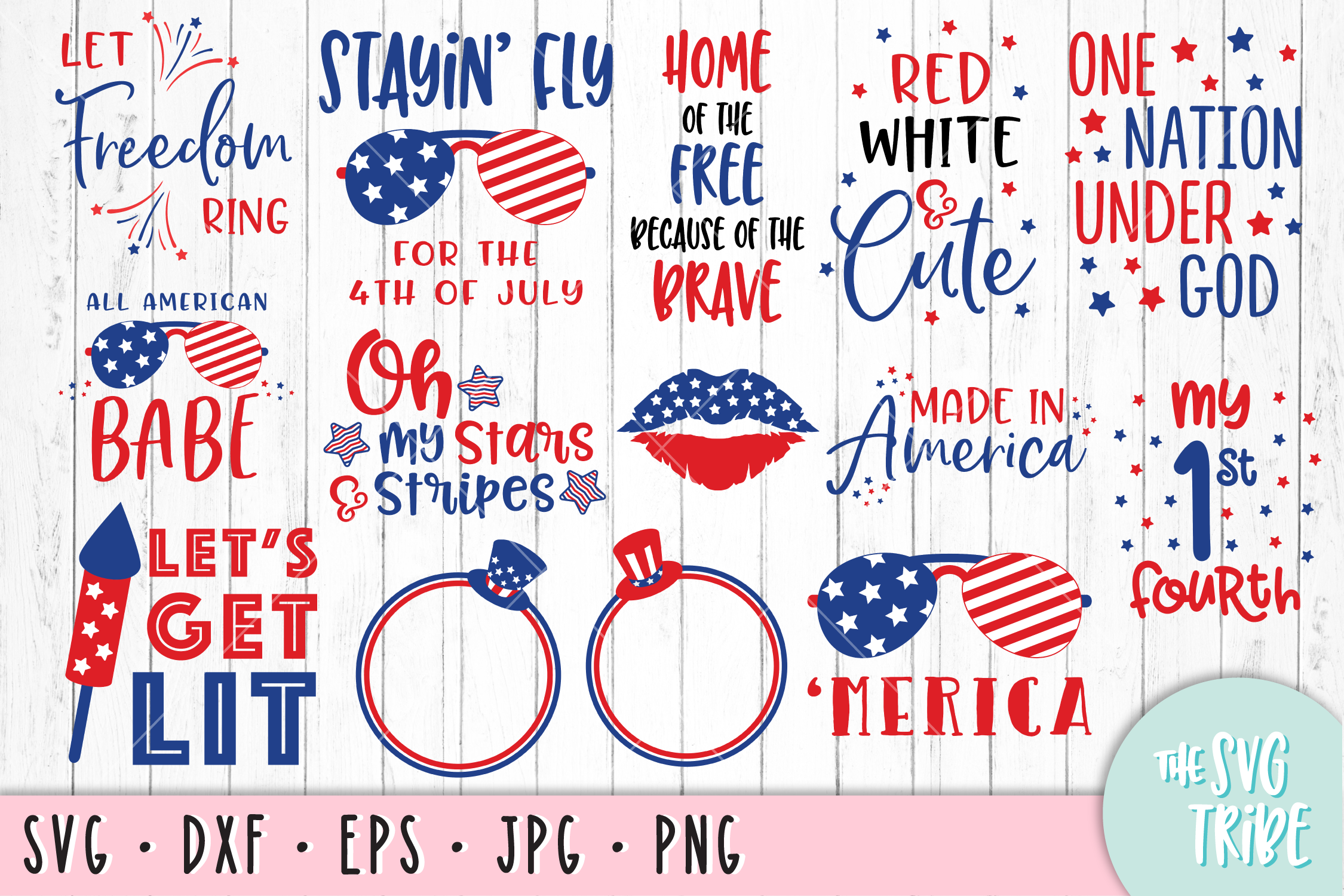 Big 4th of July SVG Bundle, 14 Designs, SVG DXF PNG EPS JPG (108528