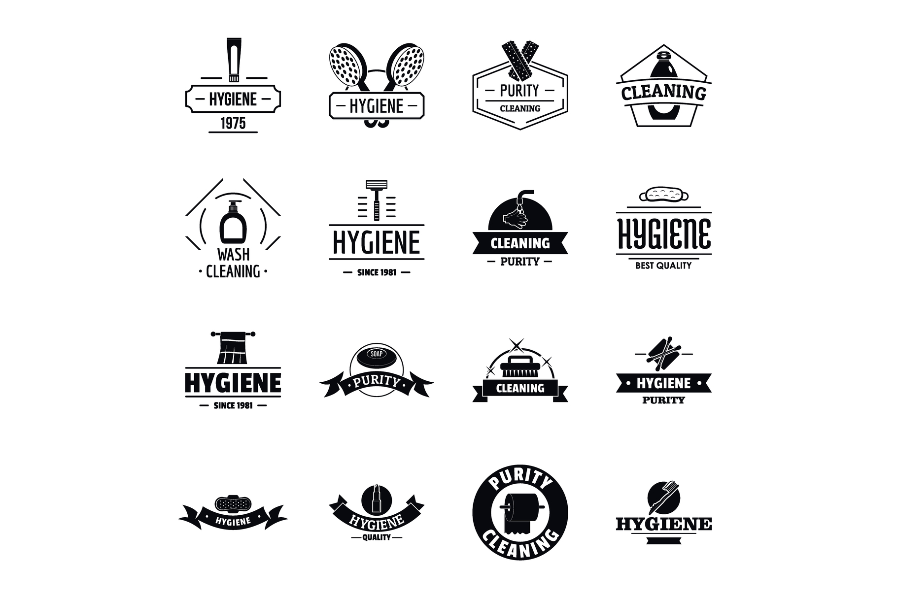 Hygiene logo icons set, simple style