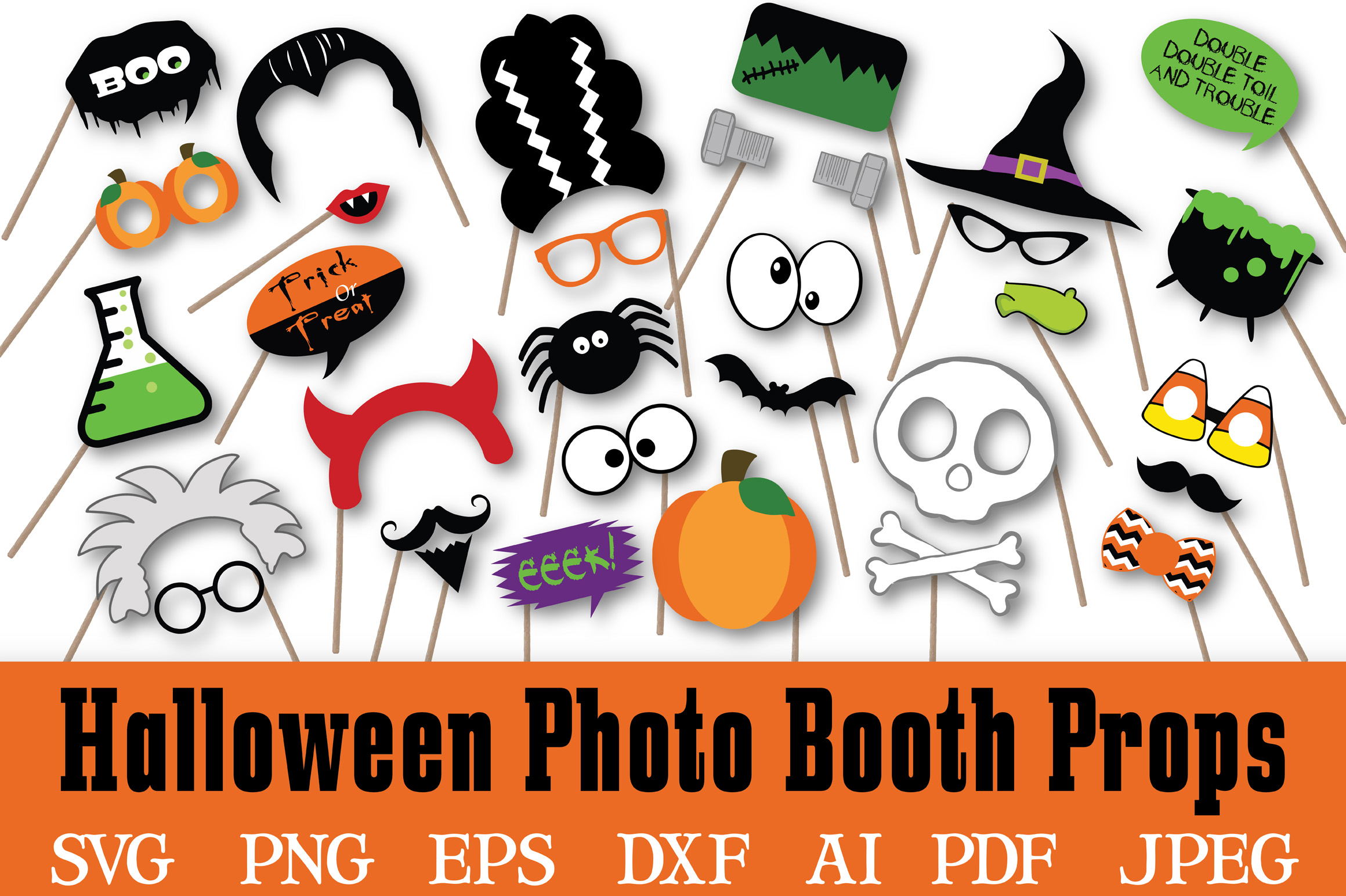 Halloween Photo Booth Props Halloween Svg Cut File Dxf Eps 38343 Svgs Design Bundles