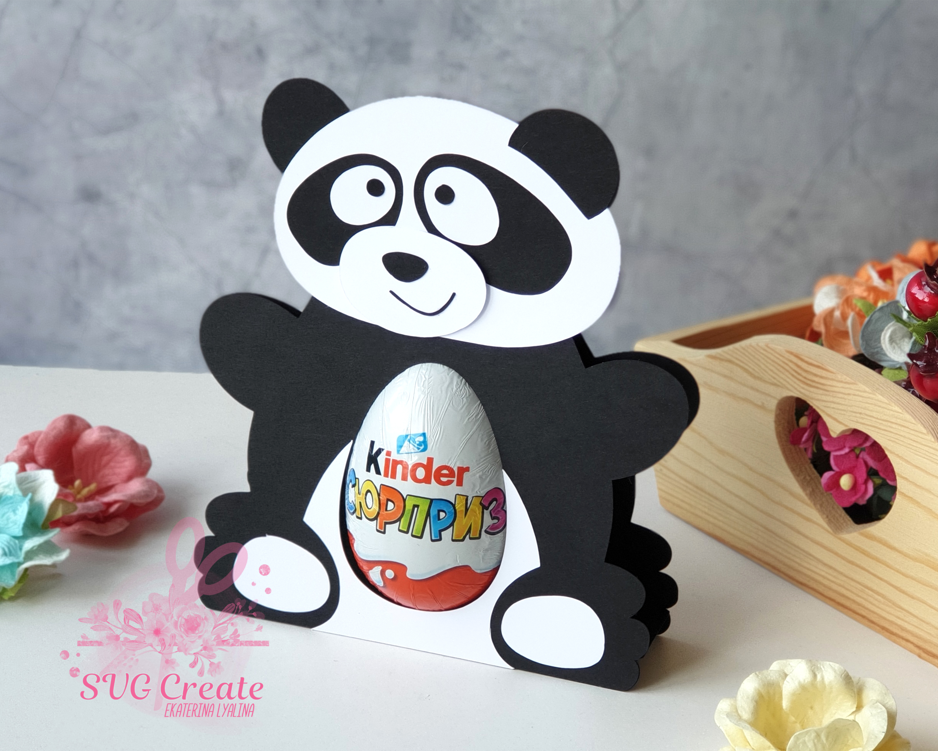Download Kinder surprise egg holder, svg cutting file, Panda cut