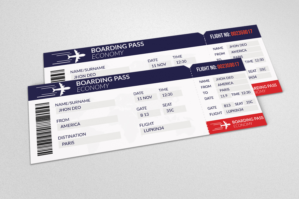 Airline Boarding Pass Ticket