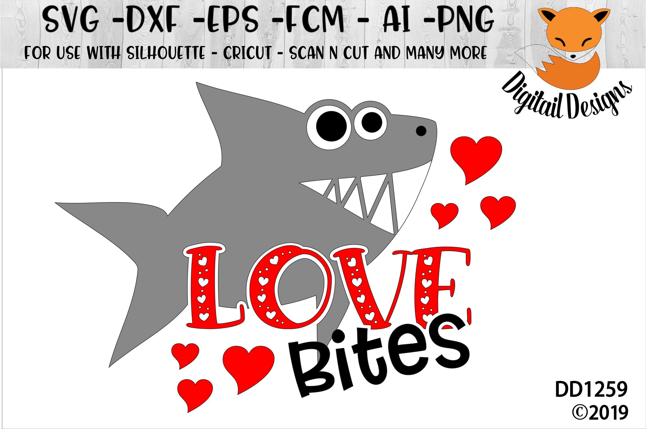 Download Shark Love Bites Valentine SVG