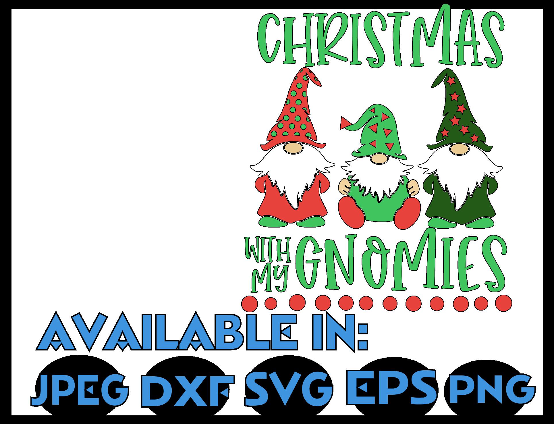 Download Christmas SVG DXF JPEG Silhouette Cameo Cricut Gnomies ...