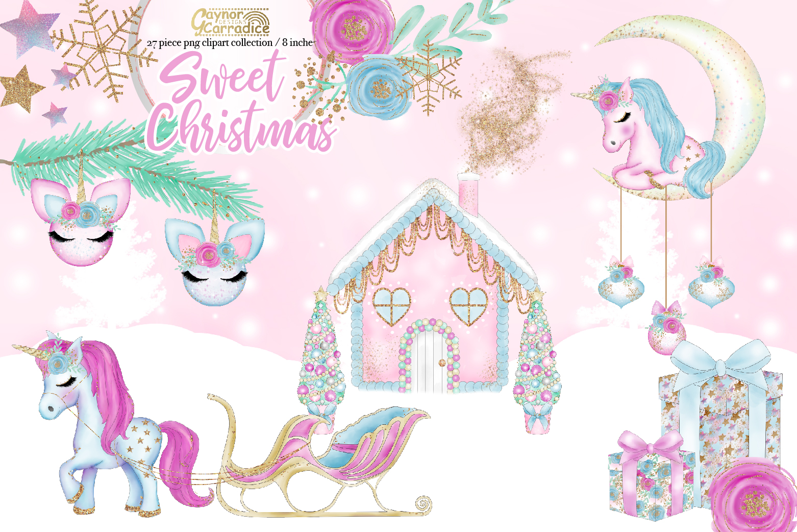 Download Sweet Christmas - Christmas Unicorn Clipart (150115 ...