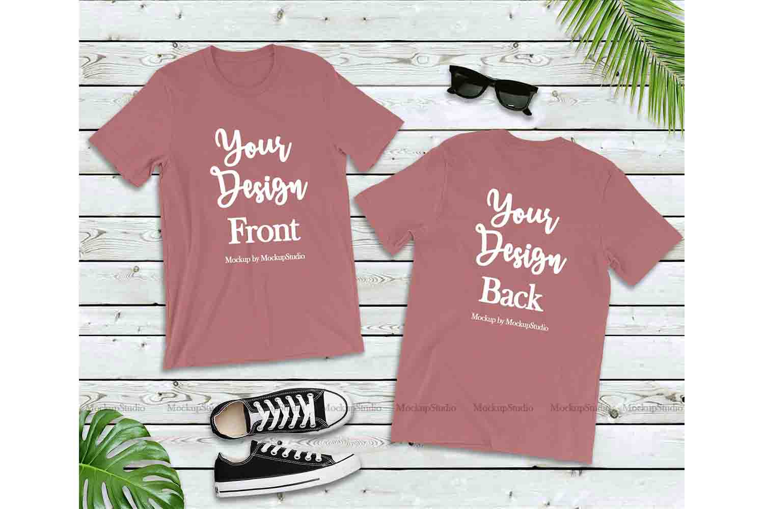 Download Front & Back Tshirt Mockup Bundle, 5 Colors Bella Canvas ...