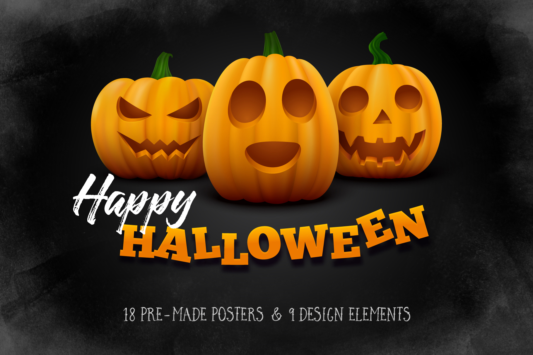 Halloween Posters Set (138261) Illustrations Design Bundles