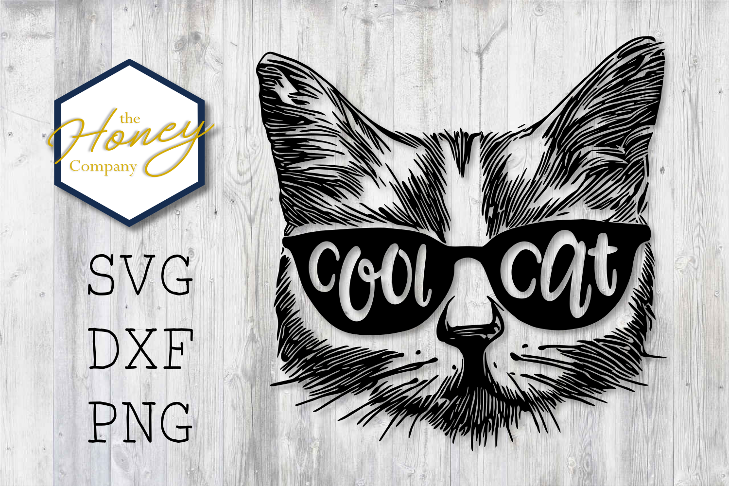 Download Cool Cat SVG PNG DXF Glasses Funny Smart Kitty Cutting ...