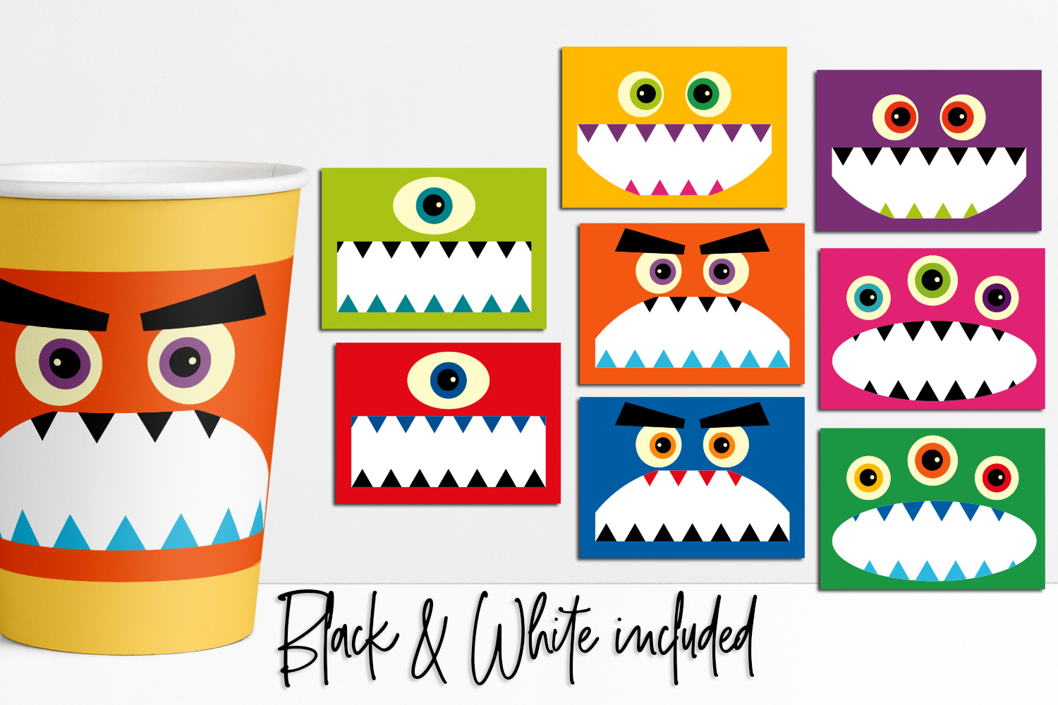 monster name tags clip art illustrations