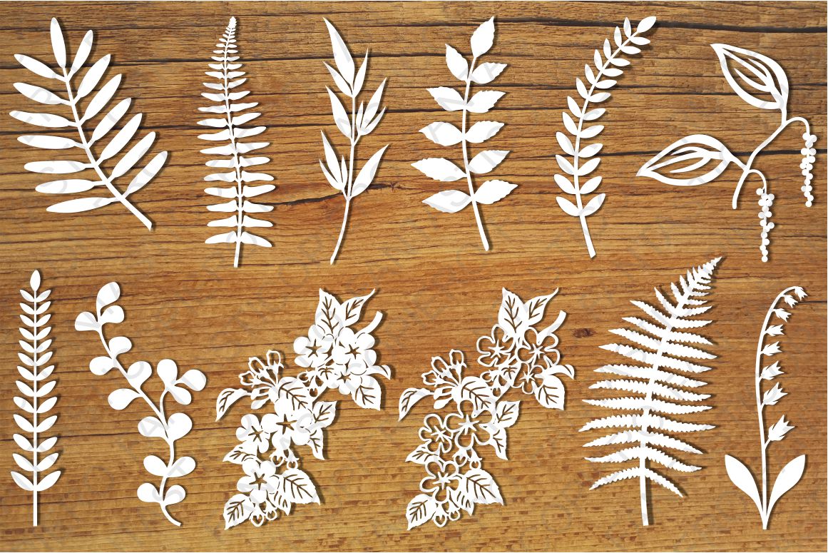 Leaves and flowers SVG files for Silhouette and Cricut.