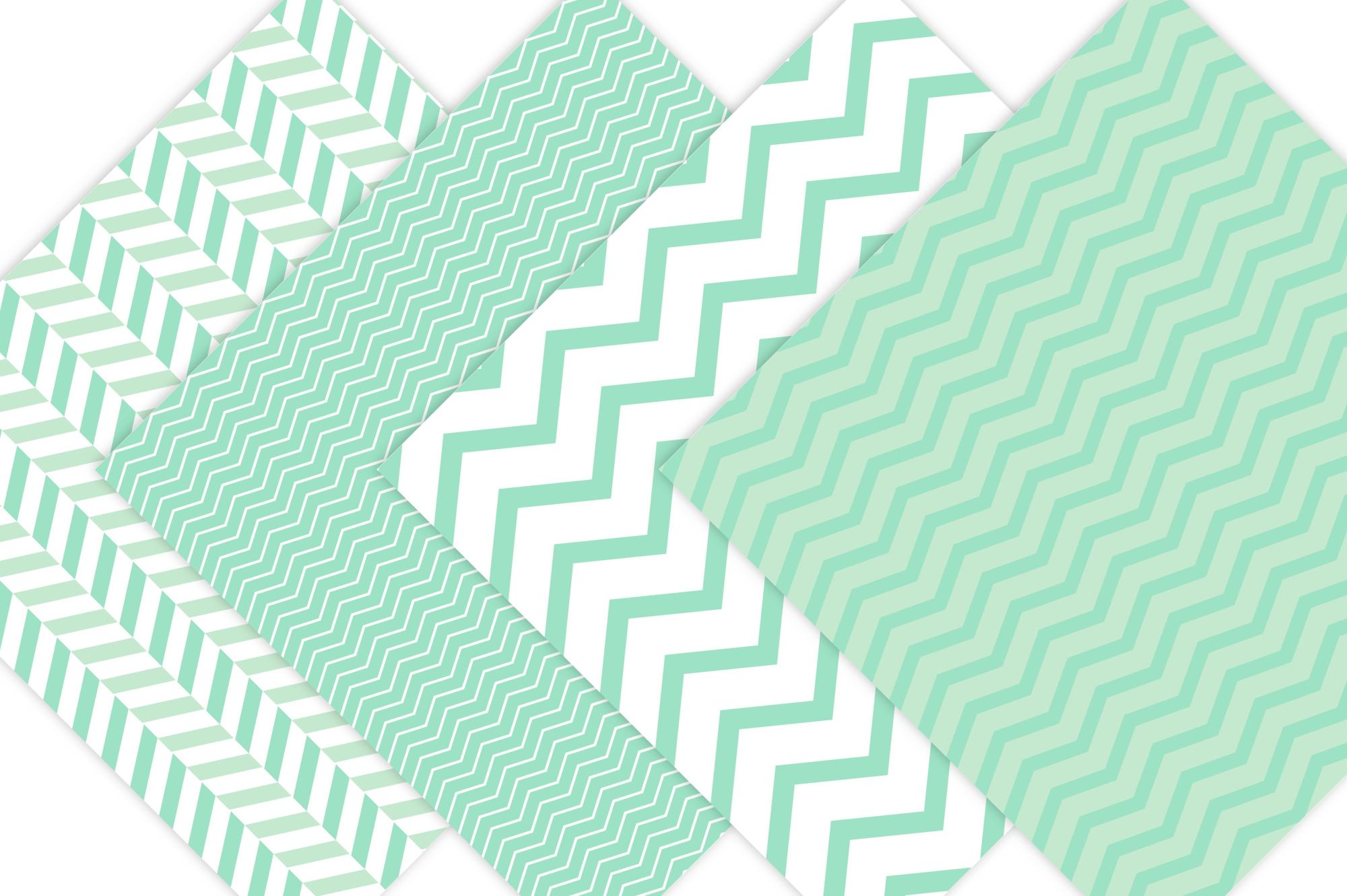 Mint Green Digital Paper Chevrons