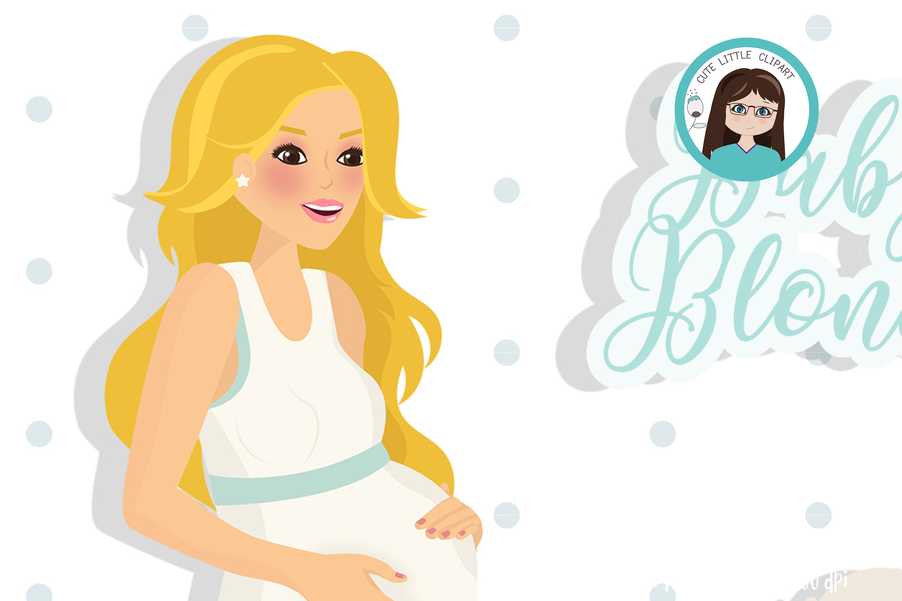 Baby shower blonde mom clipart