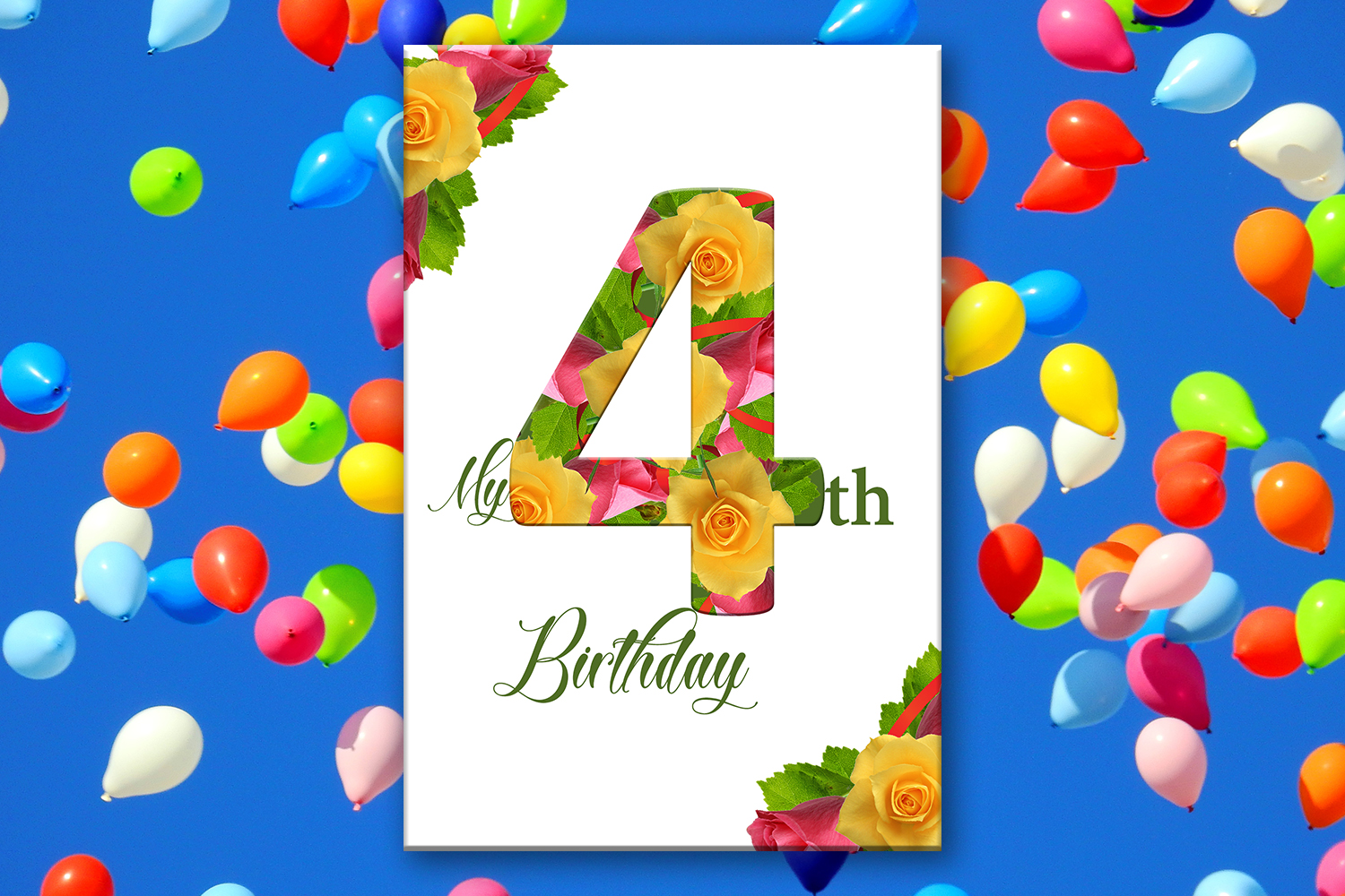 4th birthday number card card for birthday kids off50 122057