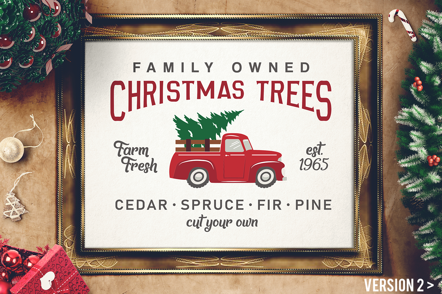 Vintage Christmas Tree Truck Sign - SVG Magnolia Tree Farms (142149