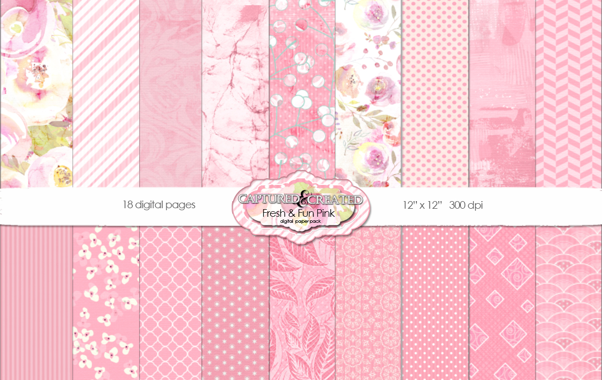 Fresh & Fun Pink Scrapbook Digital Paper Pack 18 (102181) | Backgrounds ...