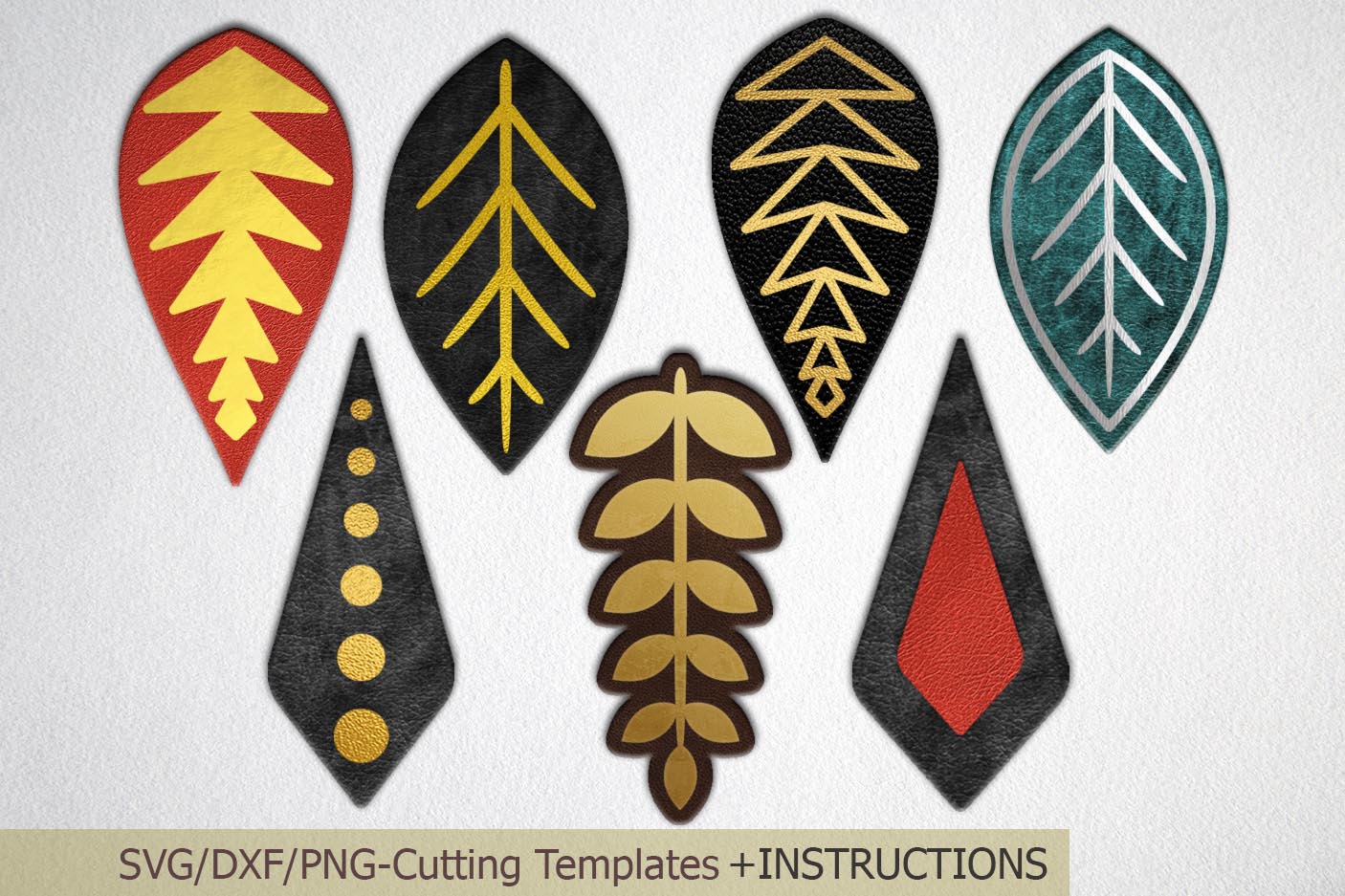 Download Teardrop faux leather earrings SVG DXF templates