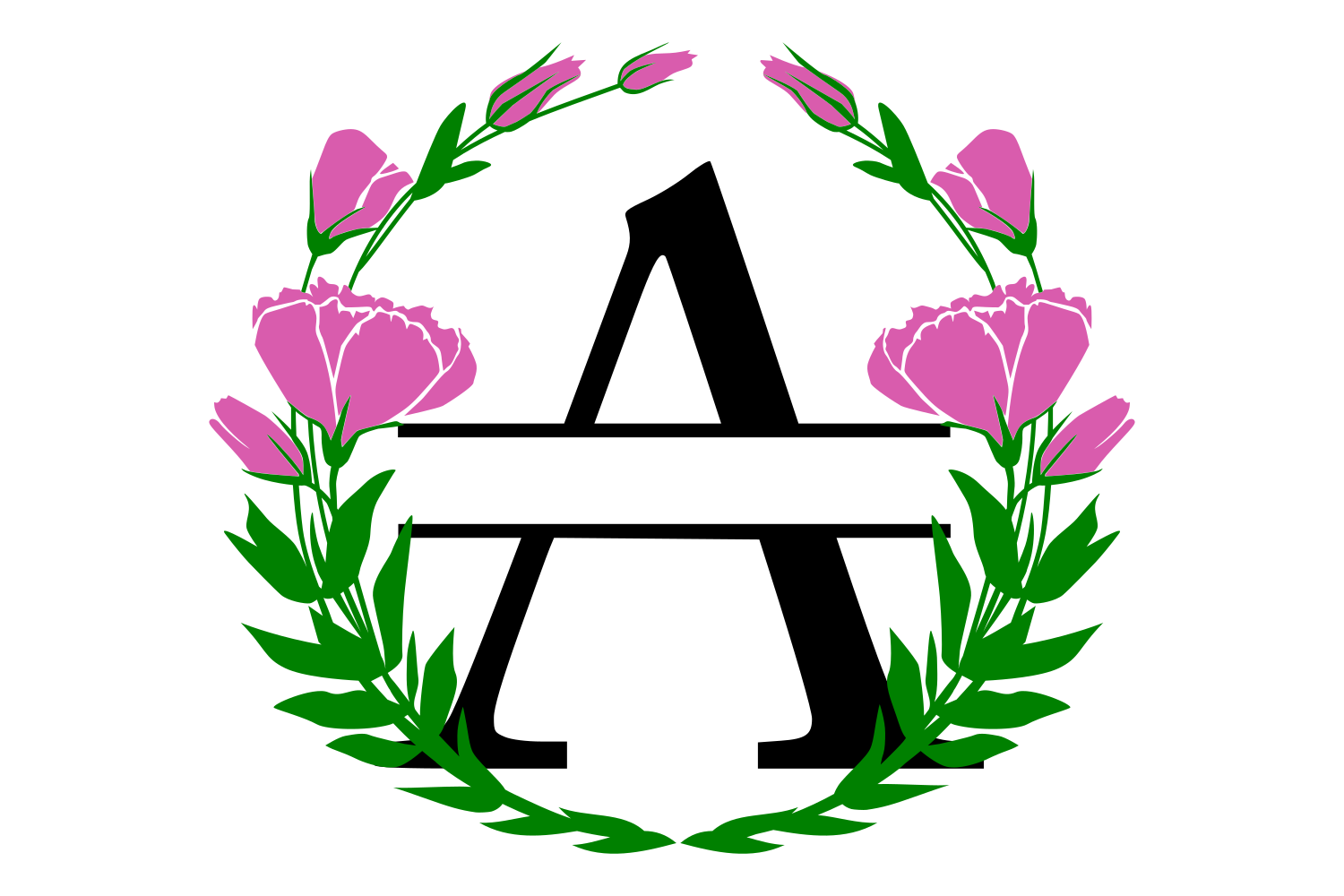 Split Letters SVG with Rose Wreath (97552) | SVGs | Design ...
