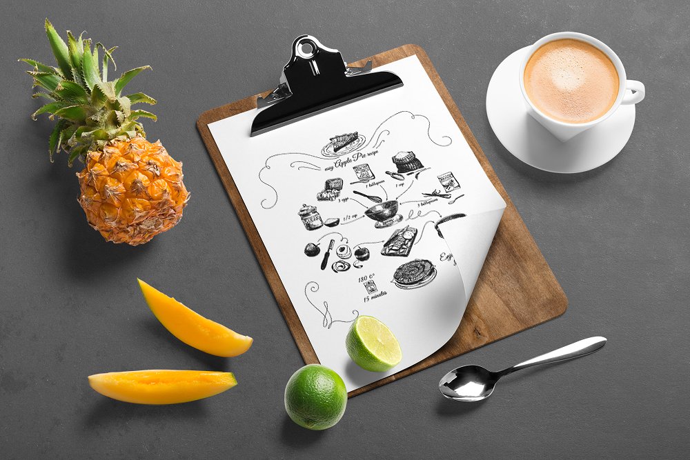Download 5 hand drawn bakery recipes