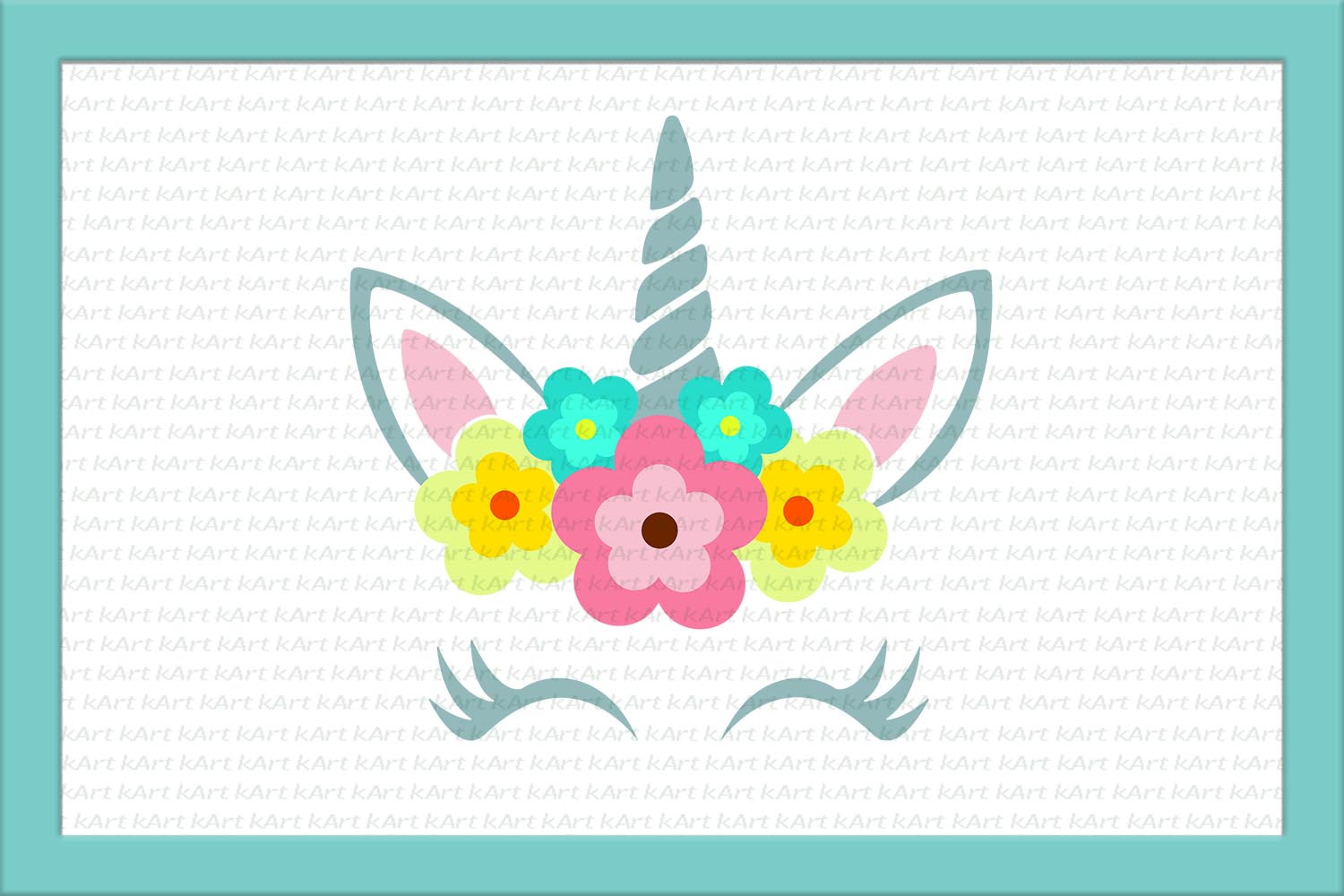 Download Unicorn head with flowers SVG cutitng file DXF PNG EPS JPG