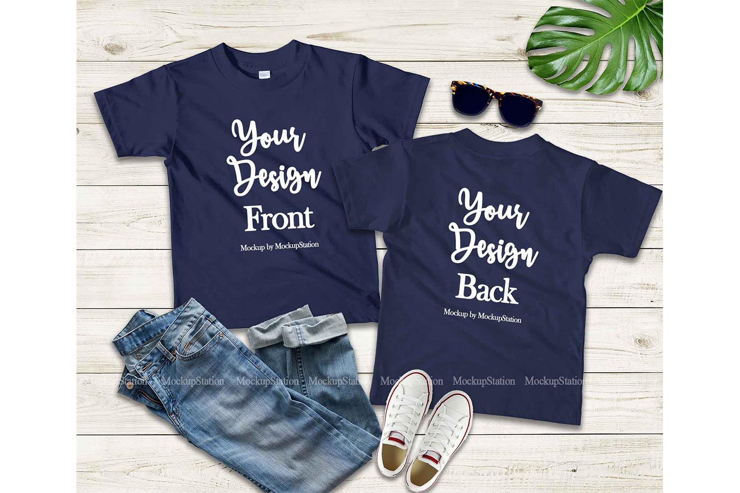 Download Kids Front & Back Tshirt Mockup Bundle, Blank Teen Shirt ...