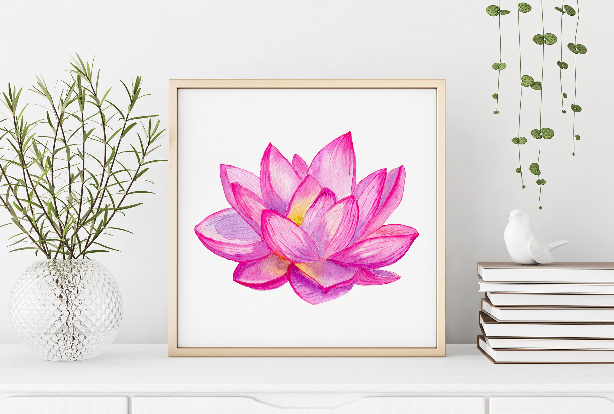 Watercolor Pink Lotus Flower - PNG Sublimation Design