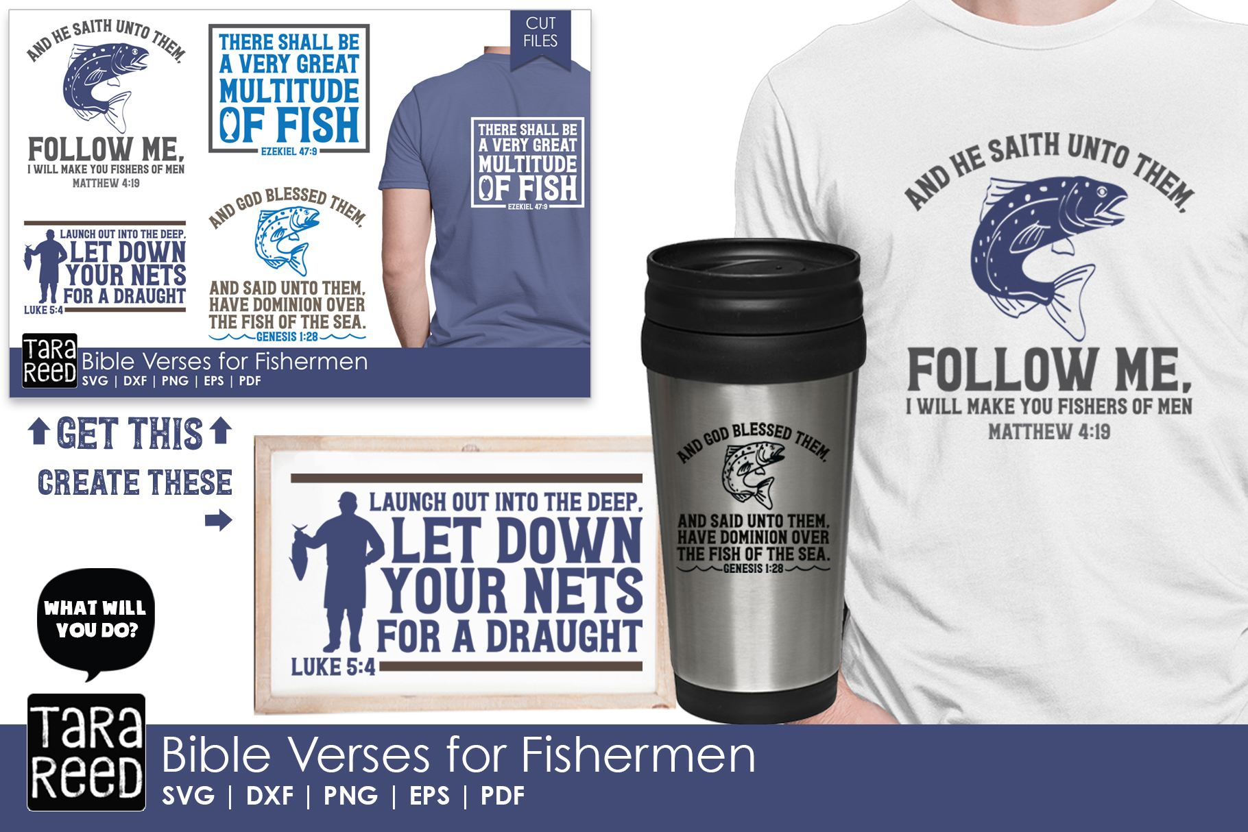 Bible Verses for Fishermen Fishing SVG and Cut Files (324405) Cut