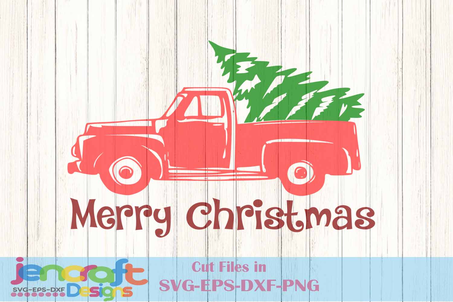 Red Christmas Truck with Tree SVG Vintage truck SVG classic