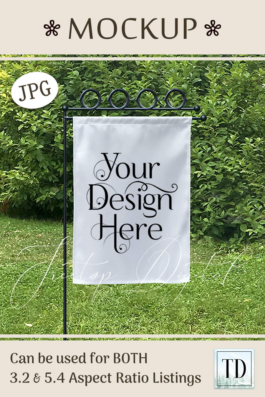 Download Spring Flag JPG Mockup, A White Garden Flag Mock-Up