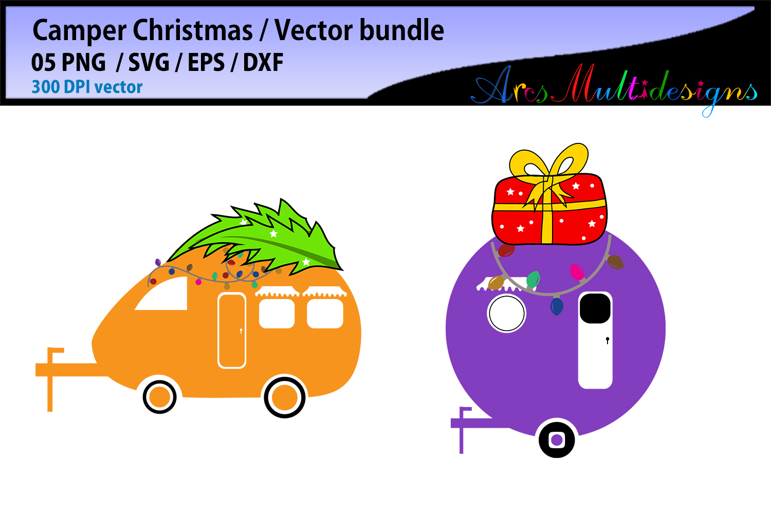 Download Christmas Camper SVG silhouette / Christmas tree vector