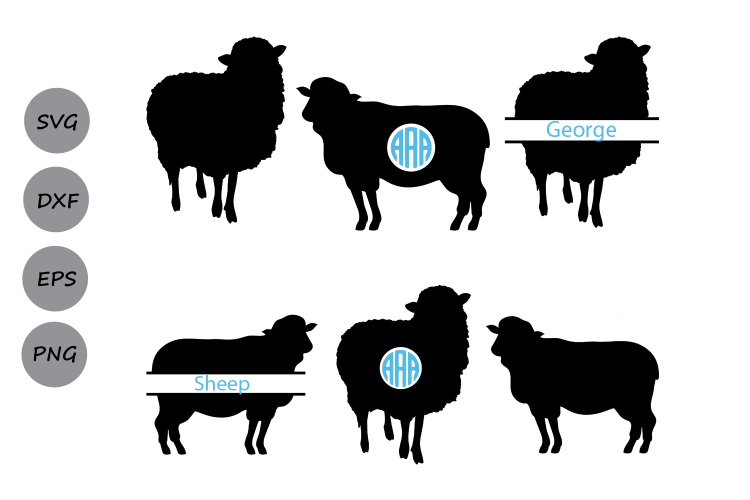 Sheep SVG cut file, sheep monogram svg, farm animals svg ...