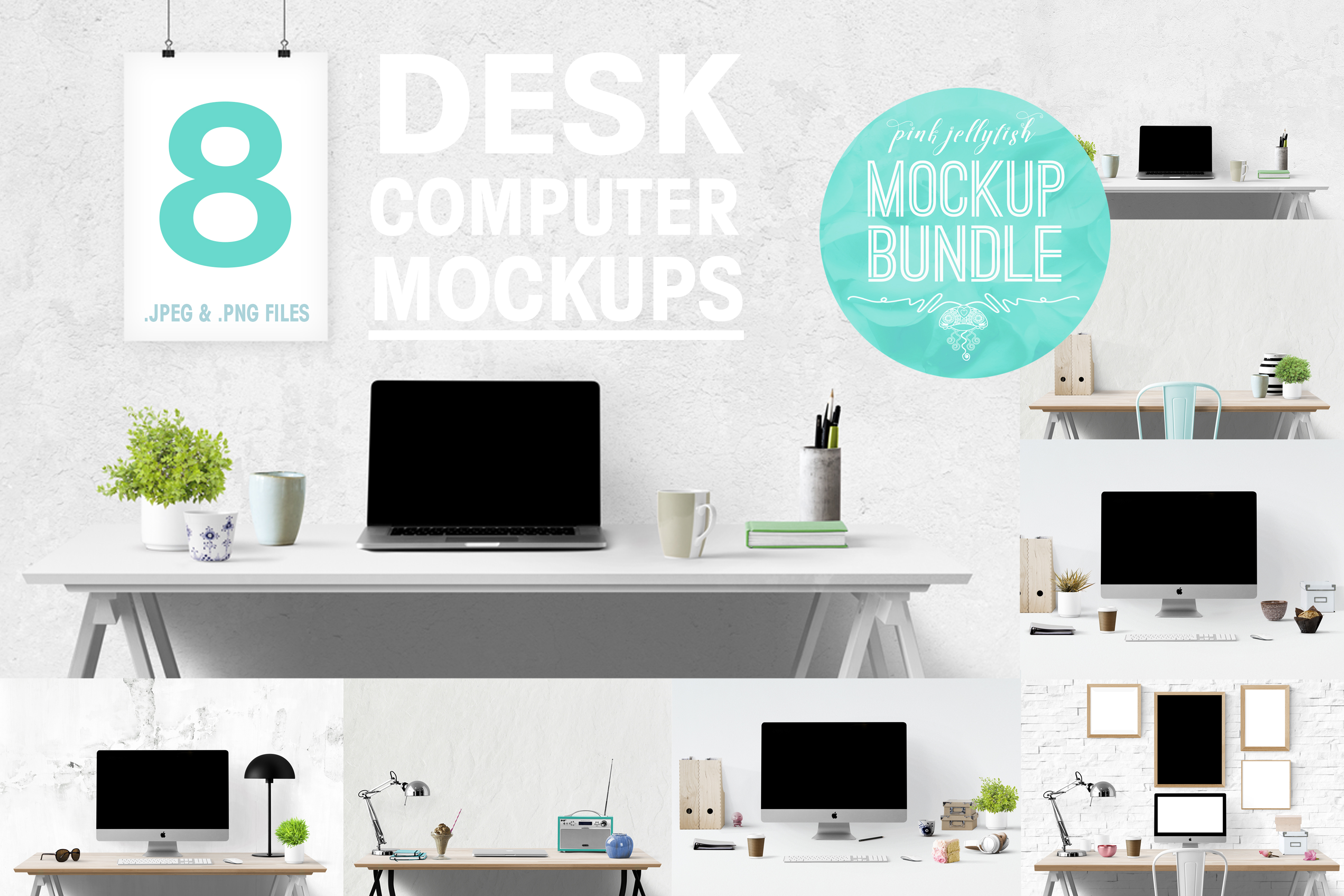 Computer Mockup & Desk Mockup Bundle (28111) | Mock Ups | Design Bundles