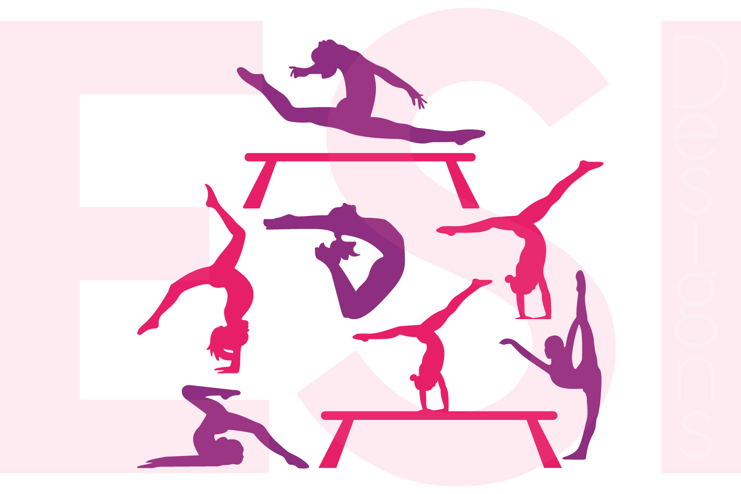 Download Gymnast Silhouette Designs Set