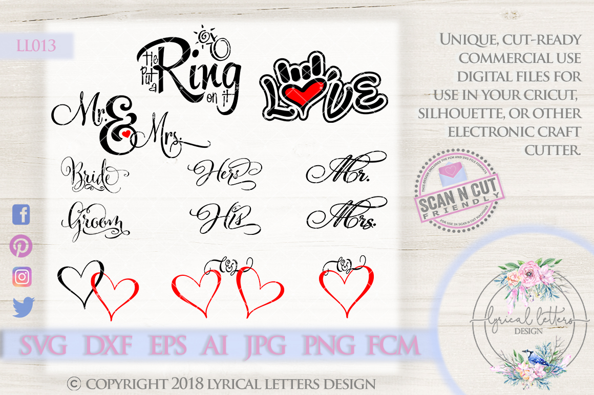 Engagement and Wedding Bundle of 5 SVG Cut Files LL013