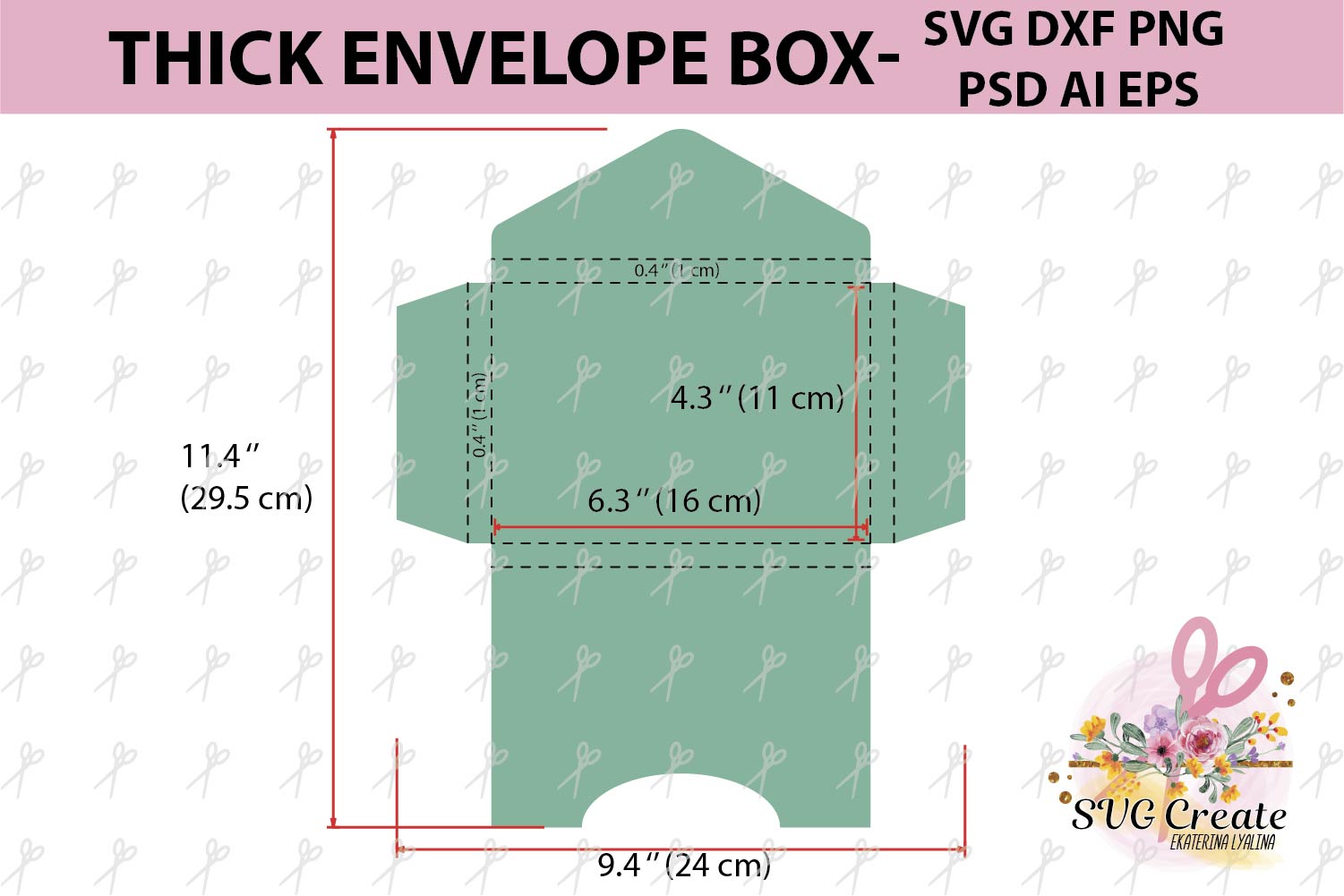envelope template box thick svg cut file paper cut photo