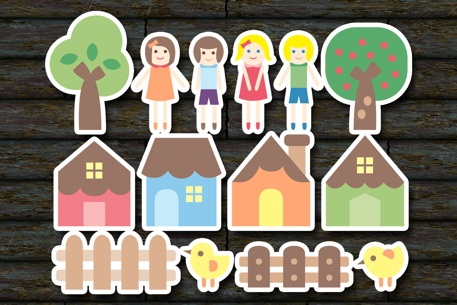 House and kids clip art graphics