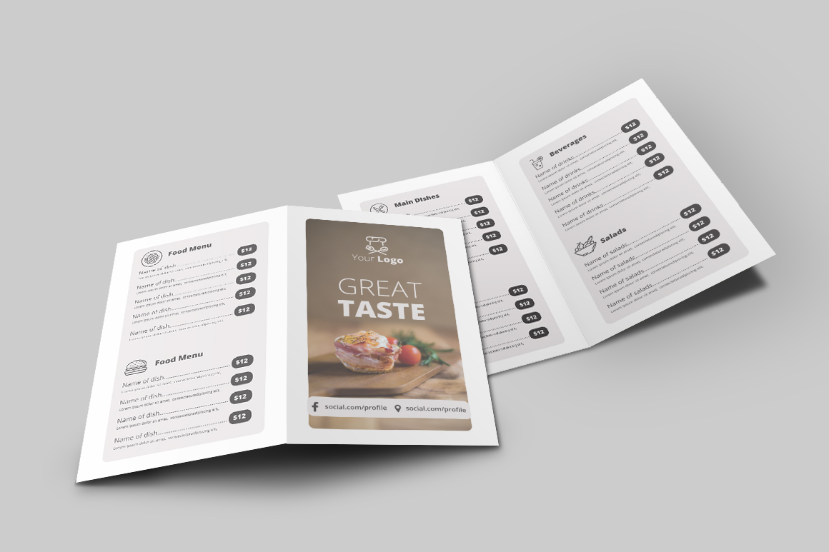 Food Menu Bi-Fold Brochure (326332) | Brochures | Design Bundles