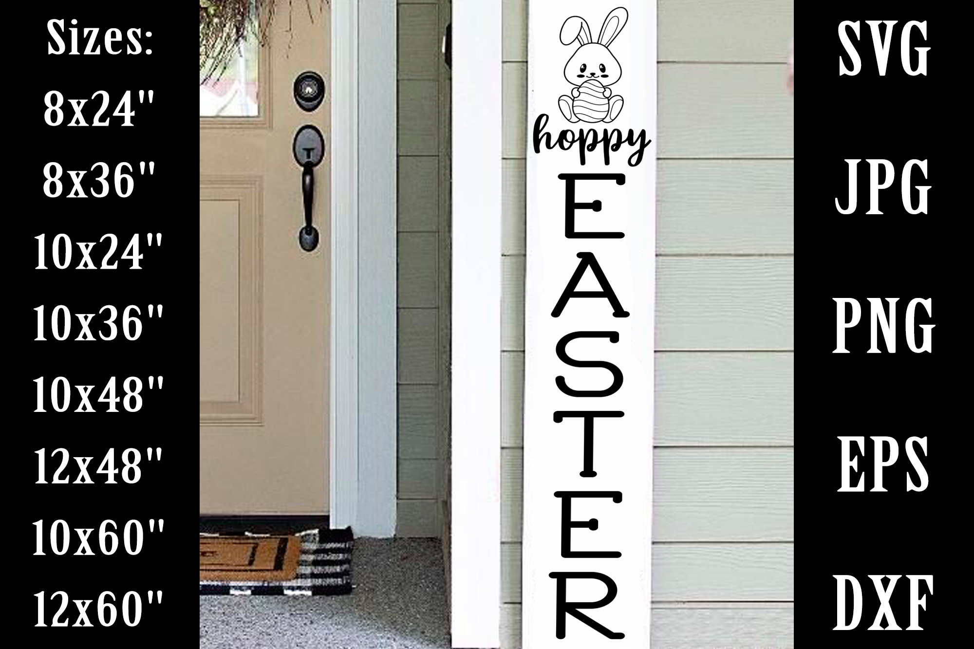 Download Hoppy Easter Porch Sign SVG EPS PNG Porch Vertical Sign SVG