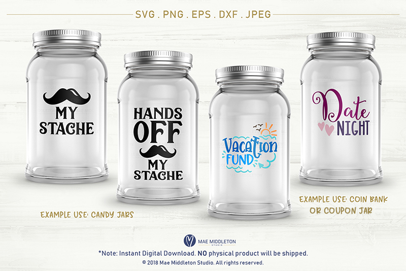 Mason Jar Designs, Decals, printable labels svg files Bundle