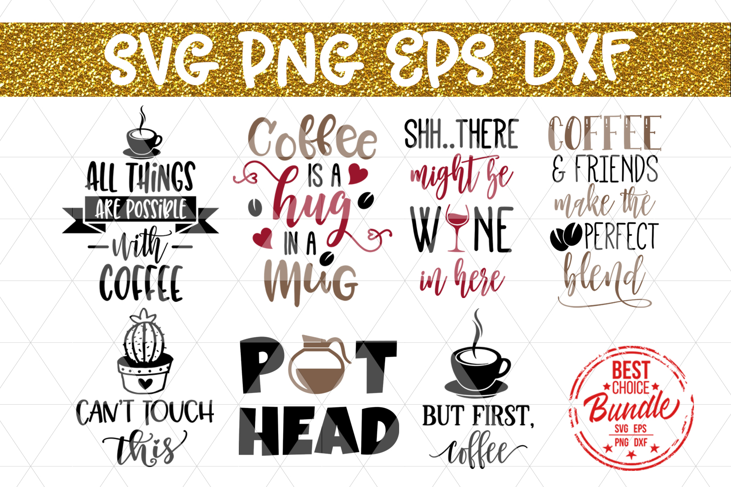 Download Coffee Bundle SVG Cut File, Funny Coffee SVG, EPS, PNG, DXF