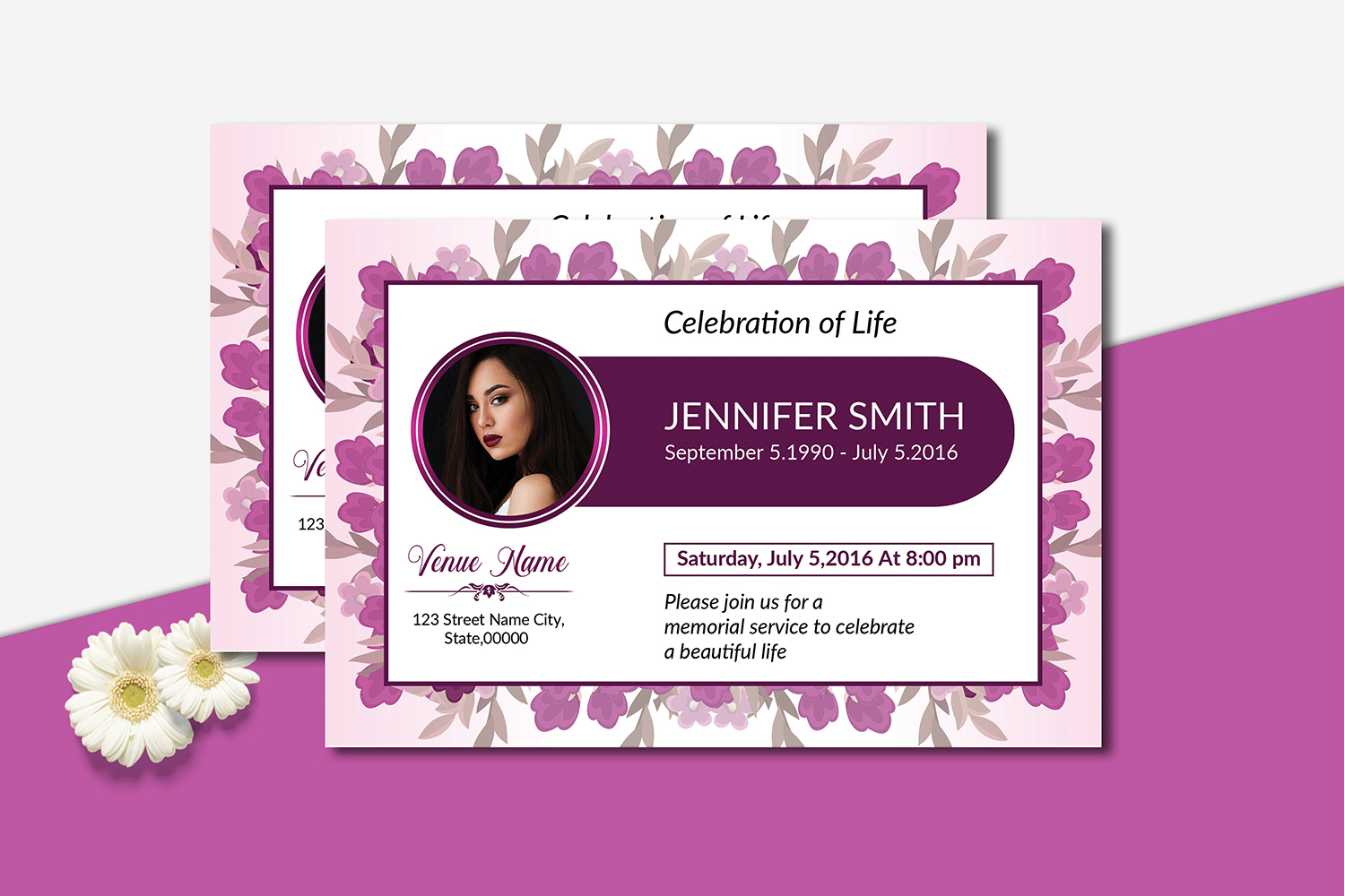 Funeral Announcement Invitation Card Template