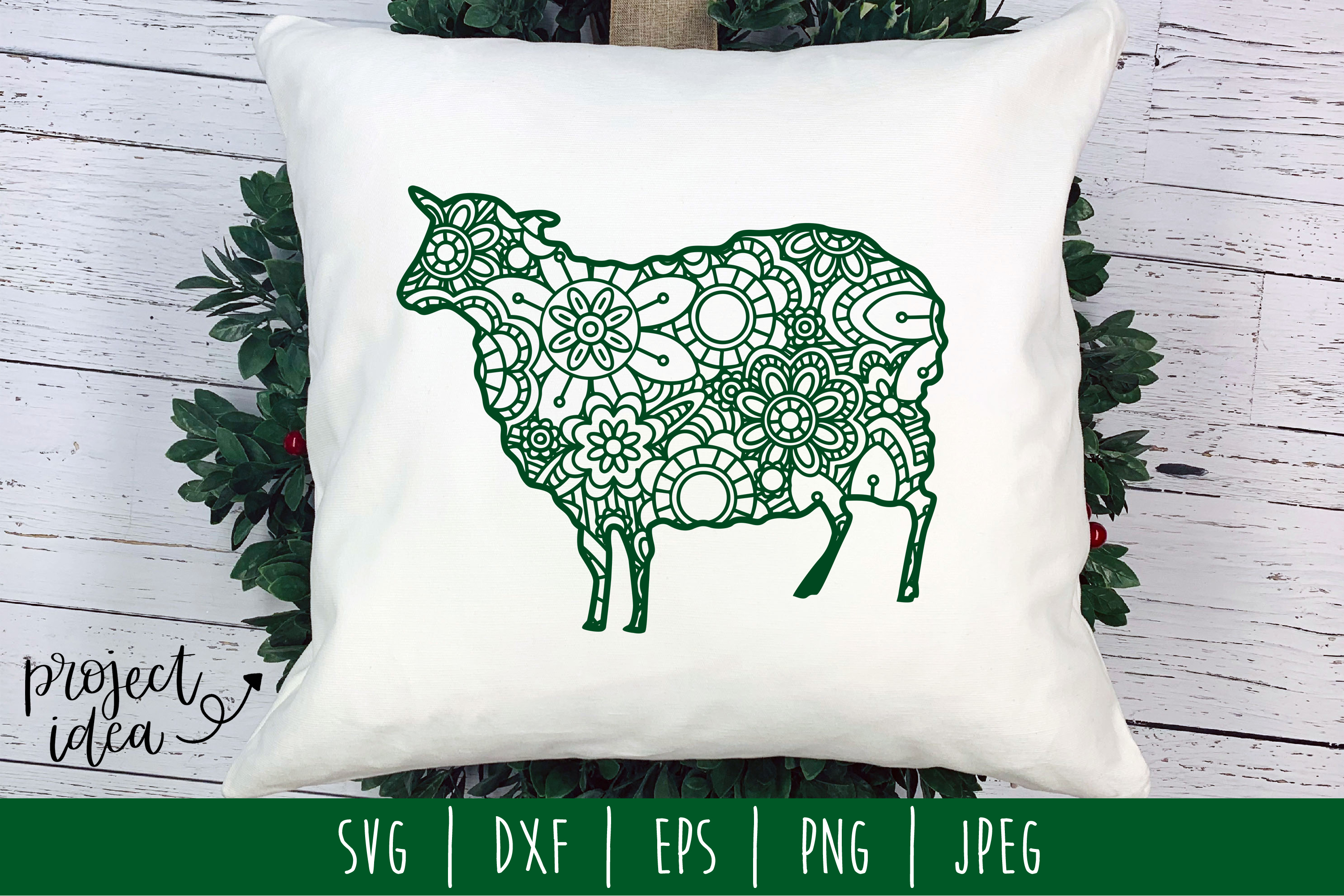 Download Sheep Mandala Zentangle SVG, DXF, EPS, PNG, JPEG