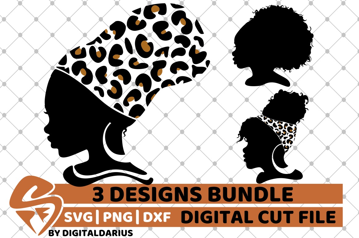 Download 3x Head Woman in Leopard Prints svg, Bandana svg, Queen svg