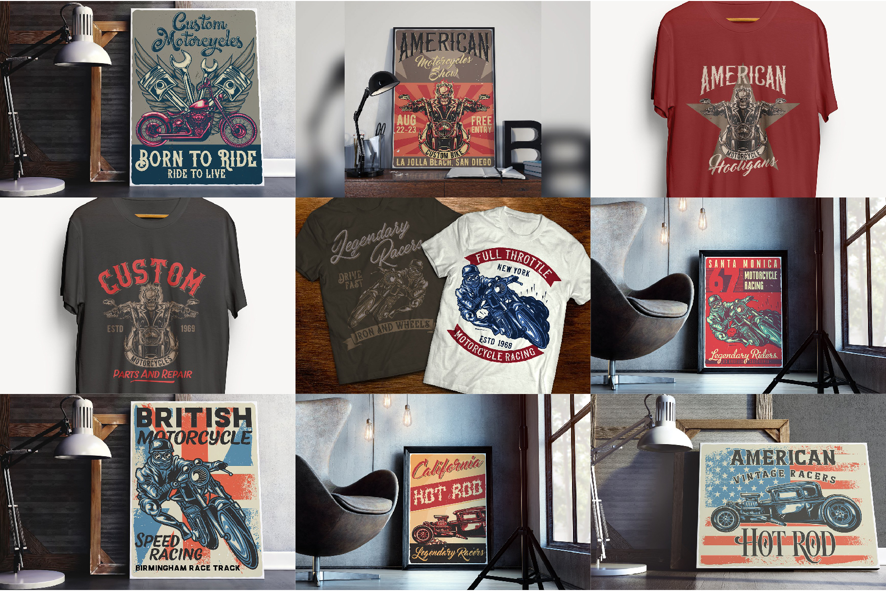 T-shirts and poster bundle (148053) | Illustrations | Design Bundles